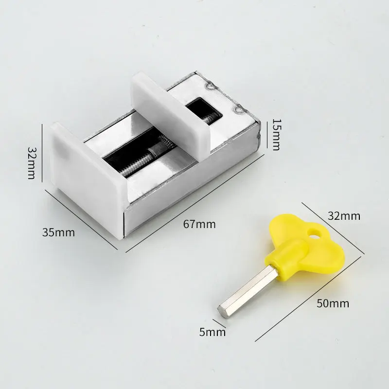 Window Locks Security Door Stopper Window Security Aluminum Sliding Lock with Key Baby Proof Adjustable Safety Anti Theft
