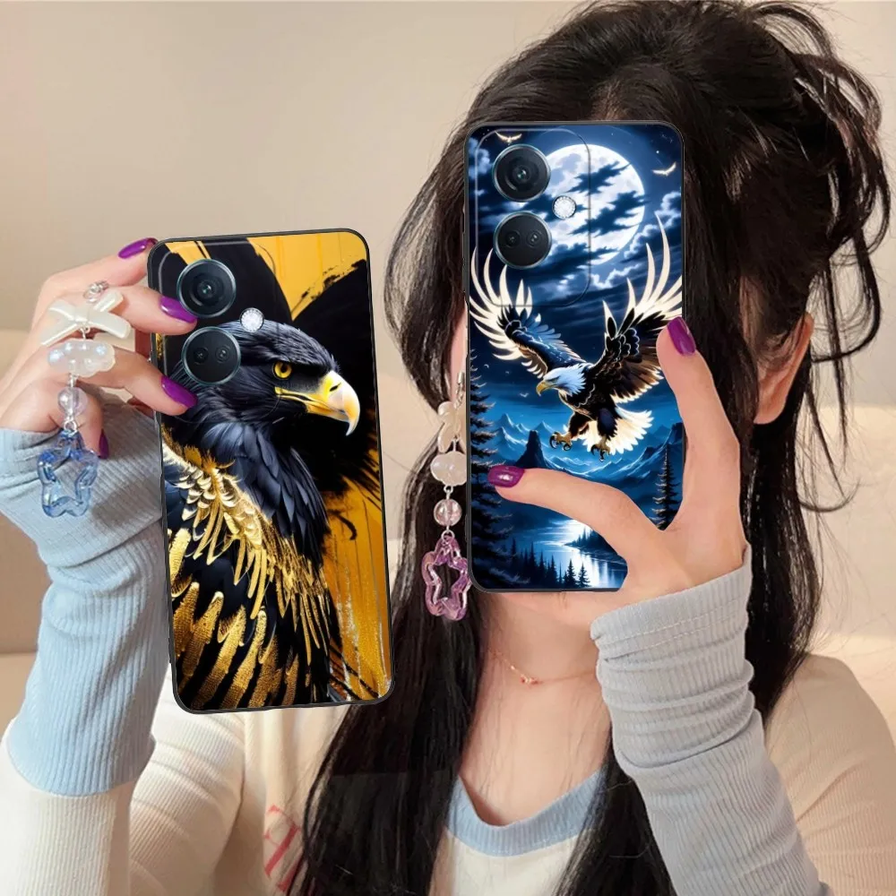 Fashion Eagle Mobile Cell Phone Case For Oppo Find X5 X3 X2 A93 Reno 8 7 Pro A74 A72 A53 Black Soft Phone Cover Funda