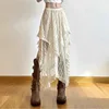 Lace Asymmetrical Skirt Women Vintage Y2K Boho Aesthetic Fashion High Waist Mid Skirts Summer Ladies Holiday Outfits 1