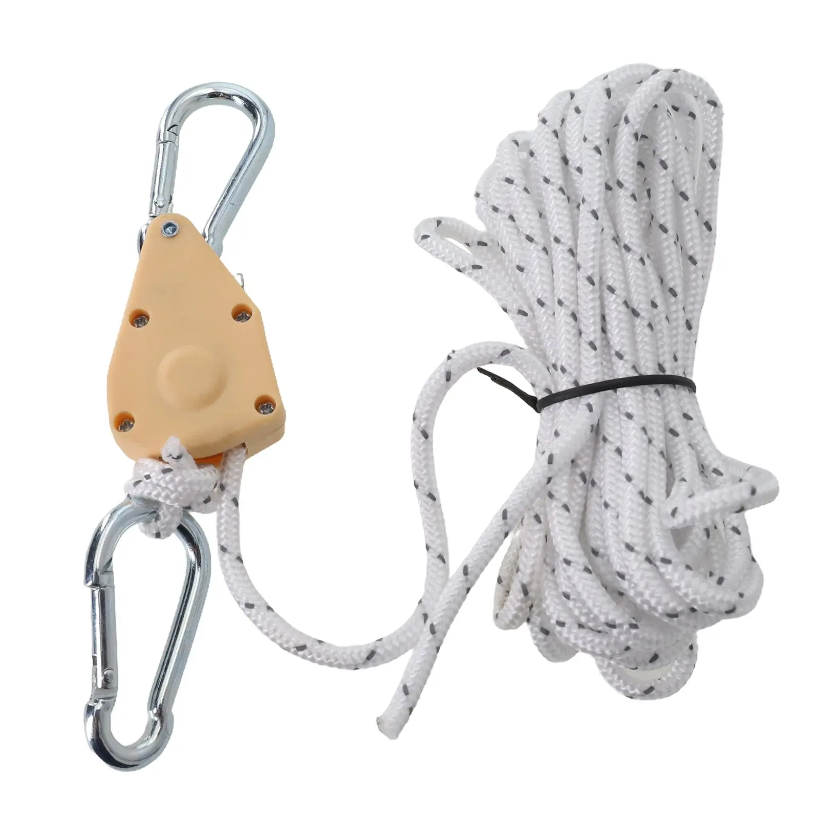 

4M Pulley Adjusting Rope With Carabiner Buckle Lanyard Hanging For Tent Rope Hanger Pulley Lifting Pulley Hook Sleeping Bags
