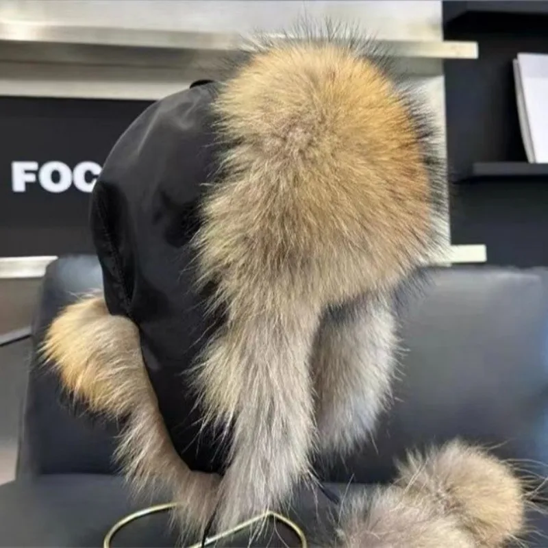 Elegant Faux Fur Outdoor Waterproof Trapper Hat Plush Ultra Soft Ushanka Aviator Hat Warm Cozy Winter Hat with Pom-Pom Ear Flaps 3