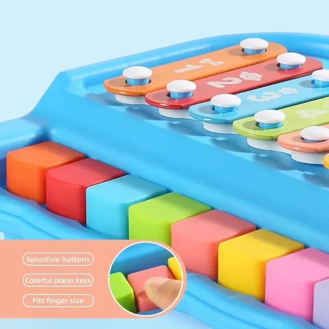 2 in 1 Baby Music instruments Montessori Toys 8-note Xylophone Piano Parish Music Play Educational Games Travel Toys for Toddler 3