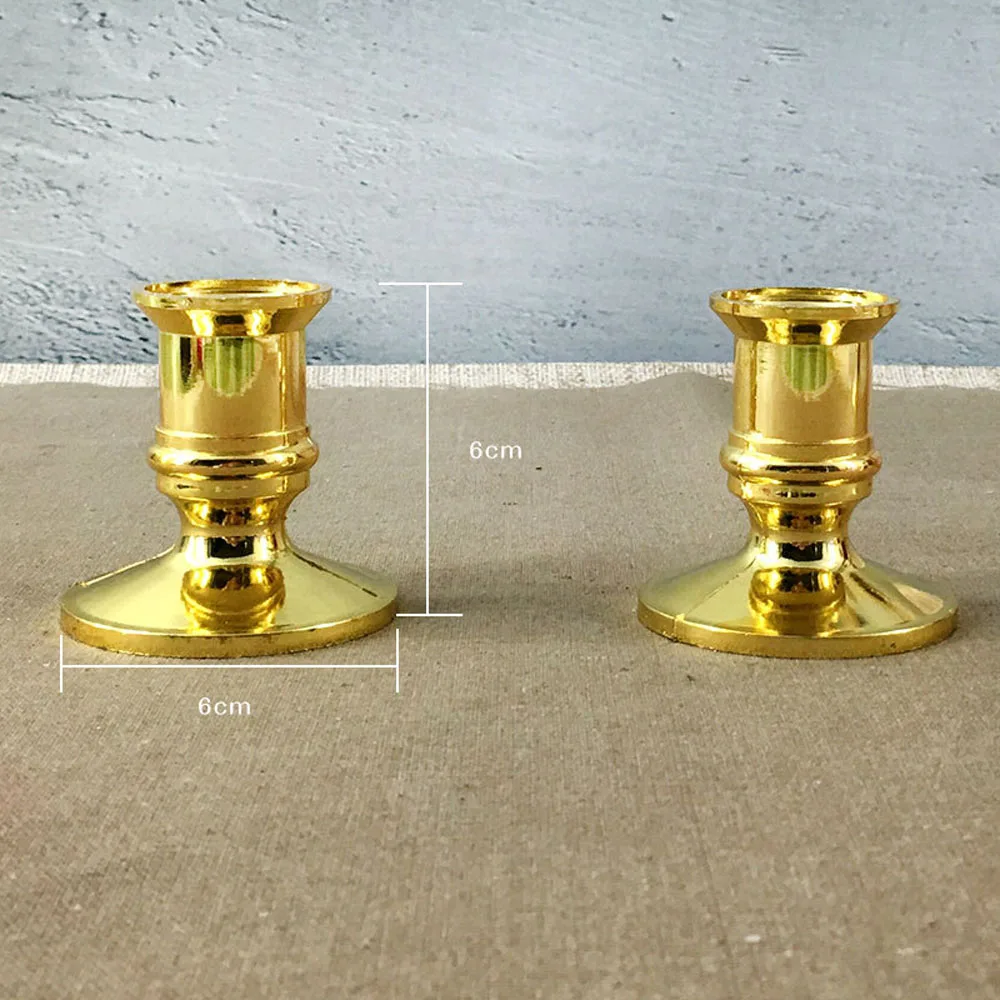 Party Wedding Home Pillar Candlestick Holder Plastic Fake Christmas Gold Candles Base Tapers
