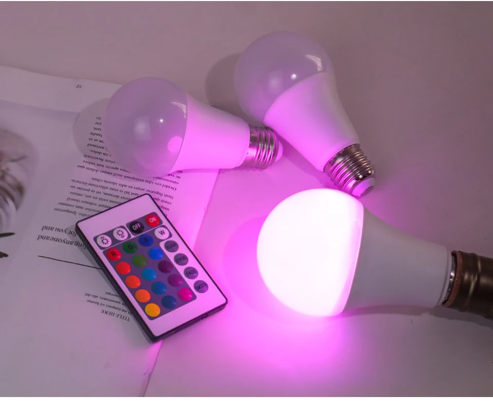 Description Picture 4 of itemLED Light Bulbs AC 220V E27 RGB Bombillas LED Lamp IR Remote Control Changeable Colorful RGB White Ampoules Spotlight Led Bulb