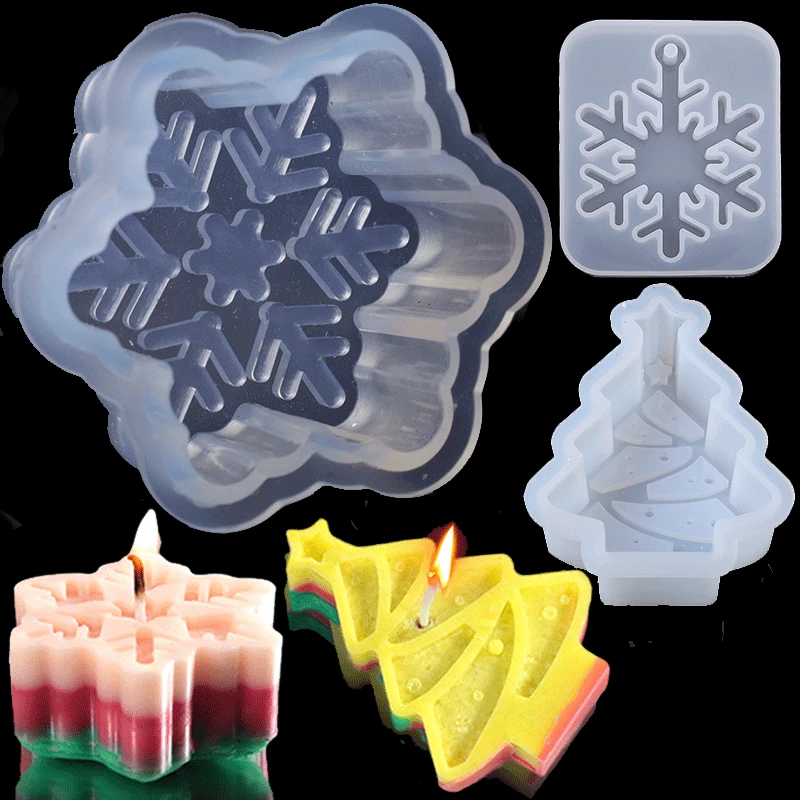 3/1PCS Christmas Snowflake Candle Silicone Mold Handmade Soap Aromatherapy Gypsum Resin Mould DIY Candle Making Home Decor Gifts