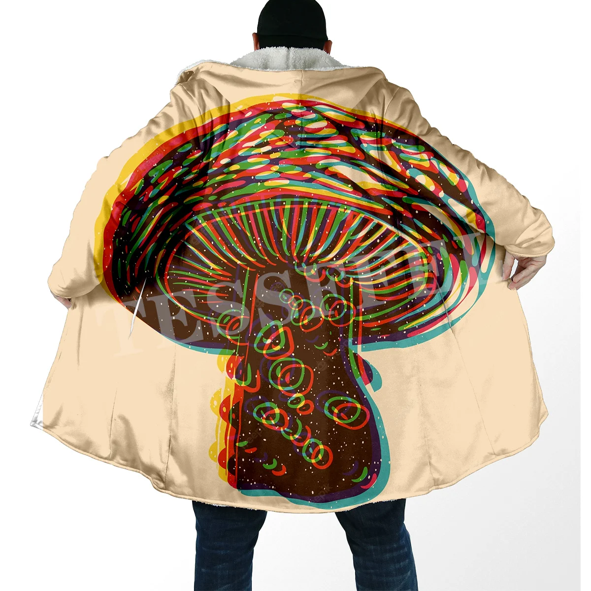 Mushroom Forest Plants Fungus Trippy Abstract Psychedelic Hippie 3DPrint Windbreaker Winter Casual Hoody Cloak Fleece Overcoat R