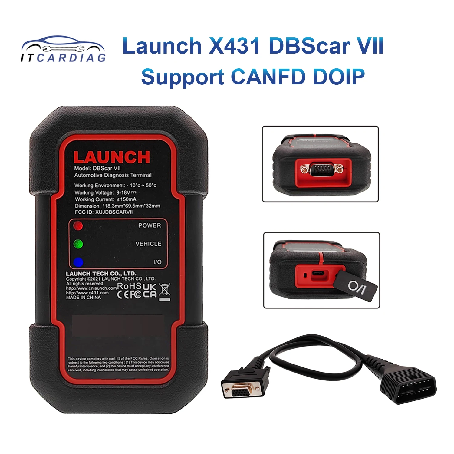 Original Launch X431 DBScar VII DBSCAR 7 Bluetooth Connector Code ...