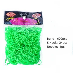 Vibrant Elastic Rubber Loom Bands Kit for Kids - DIY Crafting and Jewelry Making Supplies (600 Pieces) (Fruit Green)