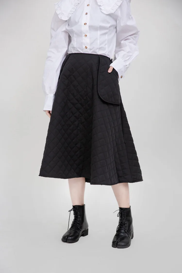 2024 Design sense fashionable cute girl's department big pocket large silhouette cotton half skirt A-line skirt spring