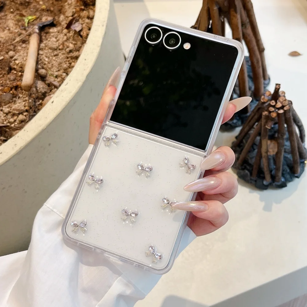 Cute Bowknot Transparent Shockproof Flip Case - Elegant and Protective Cover