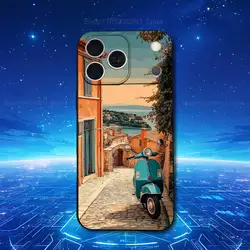 Sleek Black Soft Silicone Phone Case - Cool V - Vespas Scooters Design - iPhone 13 Pro (Z1)