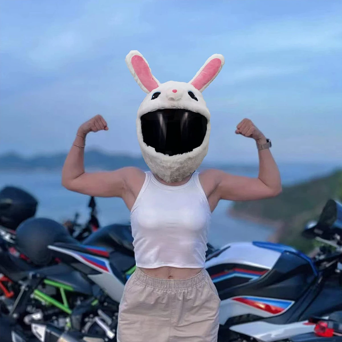 Motorcycle Helmet,funny Plush,motorcycle Fluffy Helmet Cover,Gifts. Gift-giving, Protective Accessories For Full Face Helmet (helmets Not Included