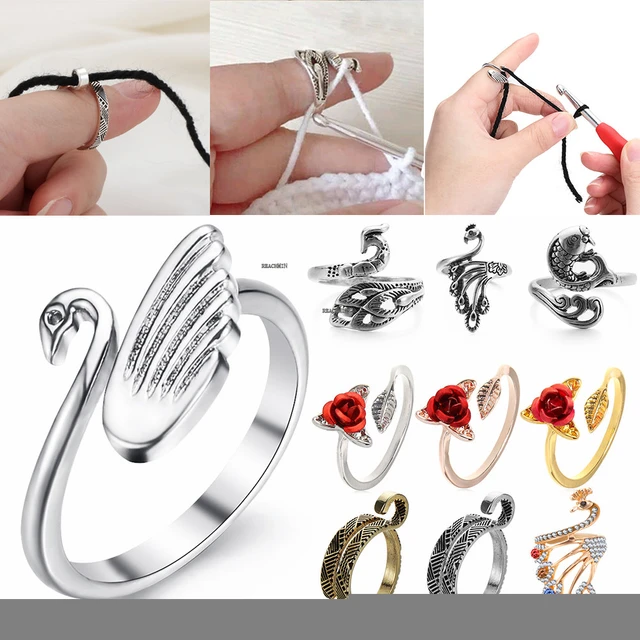 4PCS Metal Knitting Ring Finger Yarn Holder for Knitting Loop Crochet  Thimble Knitting Sweaters Craft Sewing Accessories - AliExpress