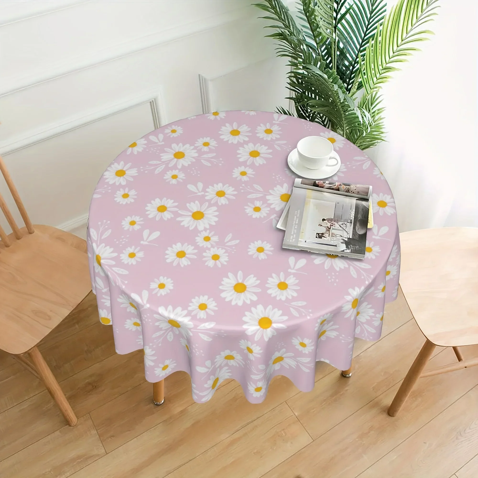 

Boho Floral Tablecloths, Summer Style Bohemian Round Table Cover, Stain Resistant And Waterproof, Wrinkle Resistant Tablecloth