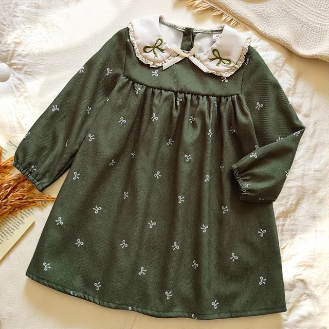 Robe d'automne pour filles de 4 à 7 ans, tenue de princesse de Style coréen, col de poupée imprimé, à la mode, décontractée, nouvelle collection 2025 1