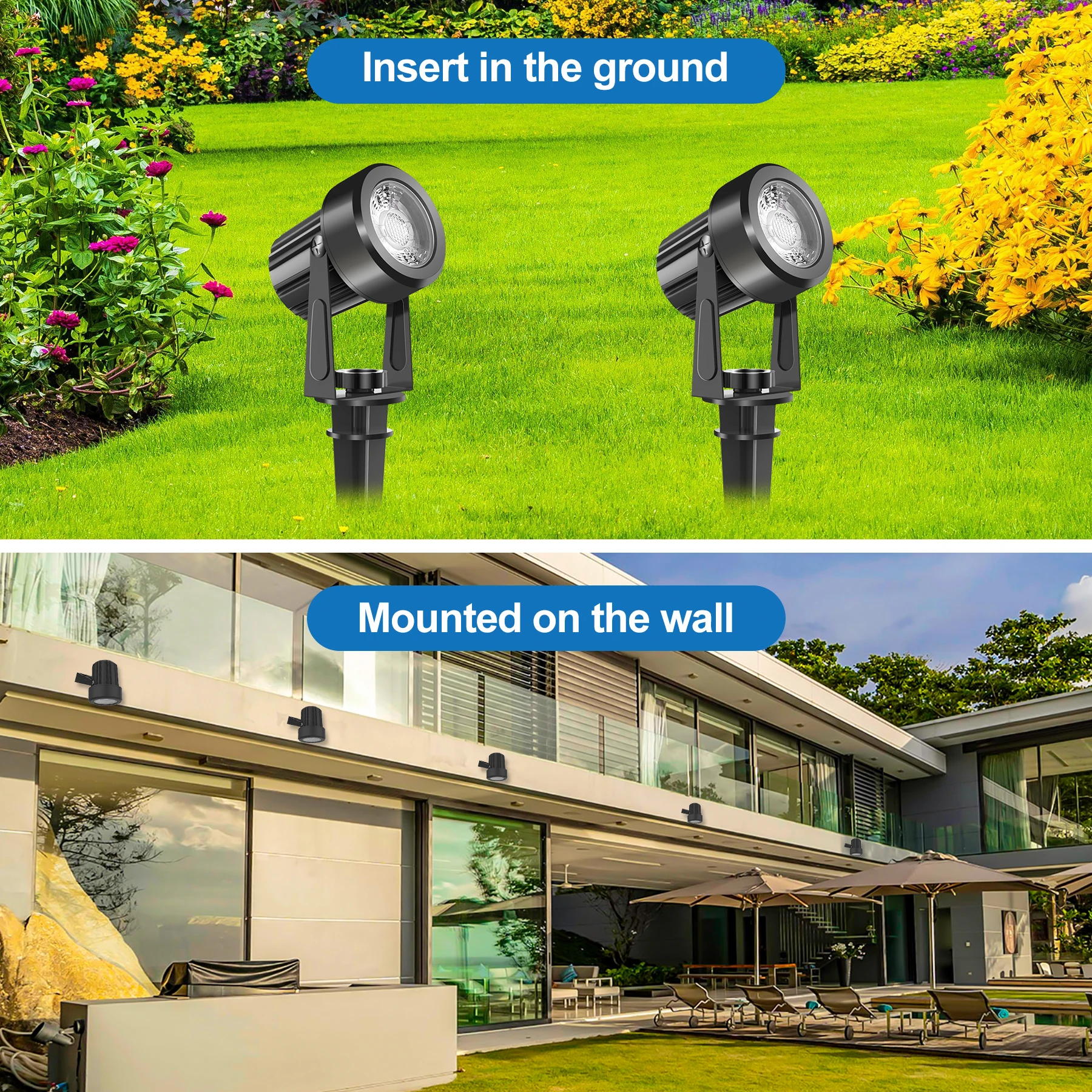 8LEDS 3000K Outdoor Spotlight Landscape Decoration IP65 Waterproof Garden Light for Tree 220V Pathway Yard Lawn Ground Spotlight 4