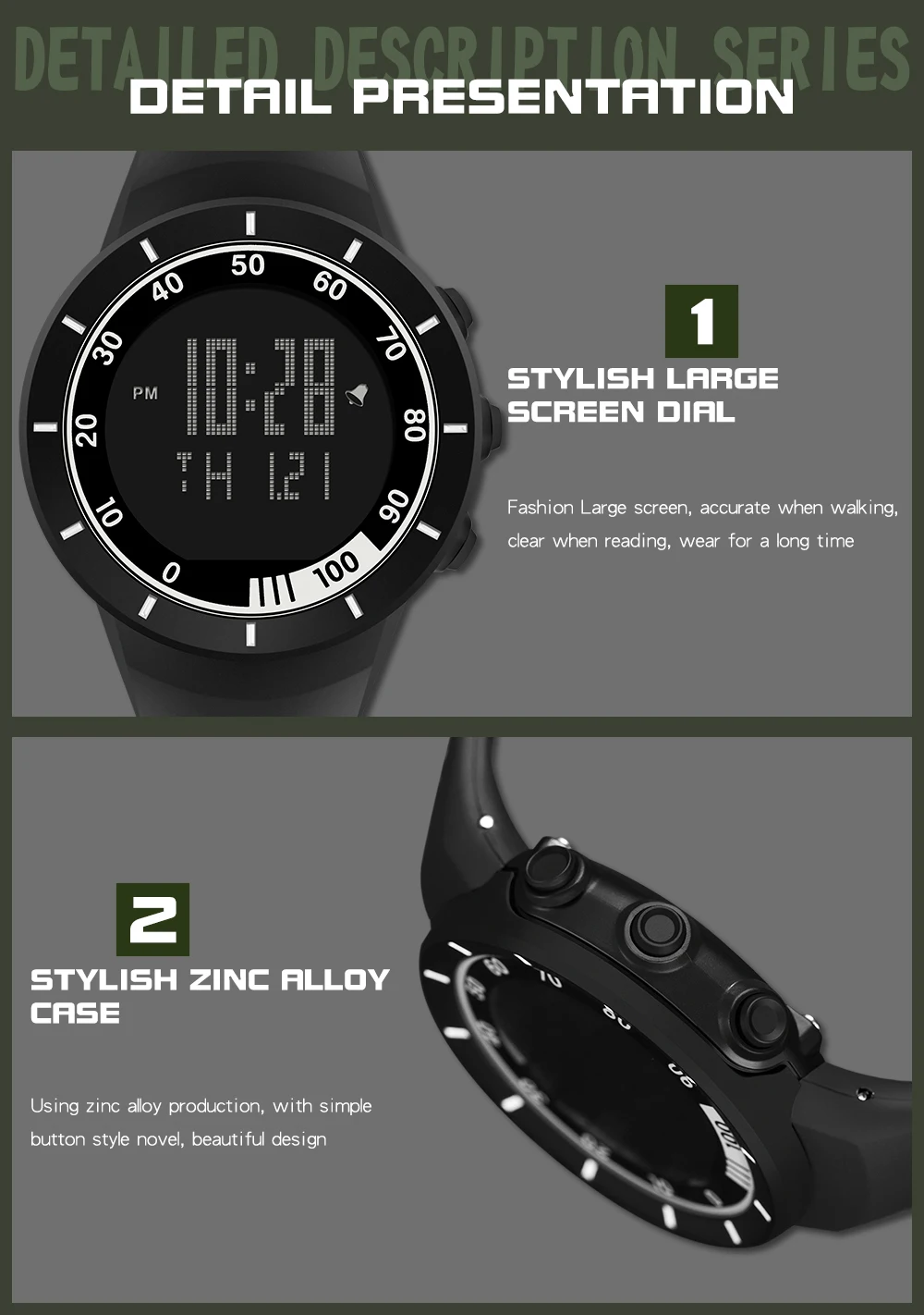 SANDA Top Brand Mens Luminous Digital Display Military Watches Sports Chronograph 50M Waterproof Fashion Electronic Watch 9001
