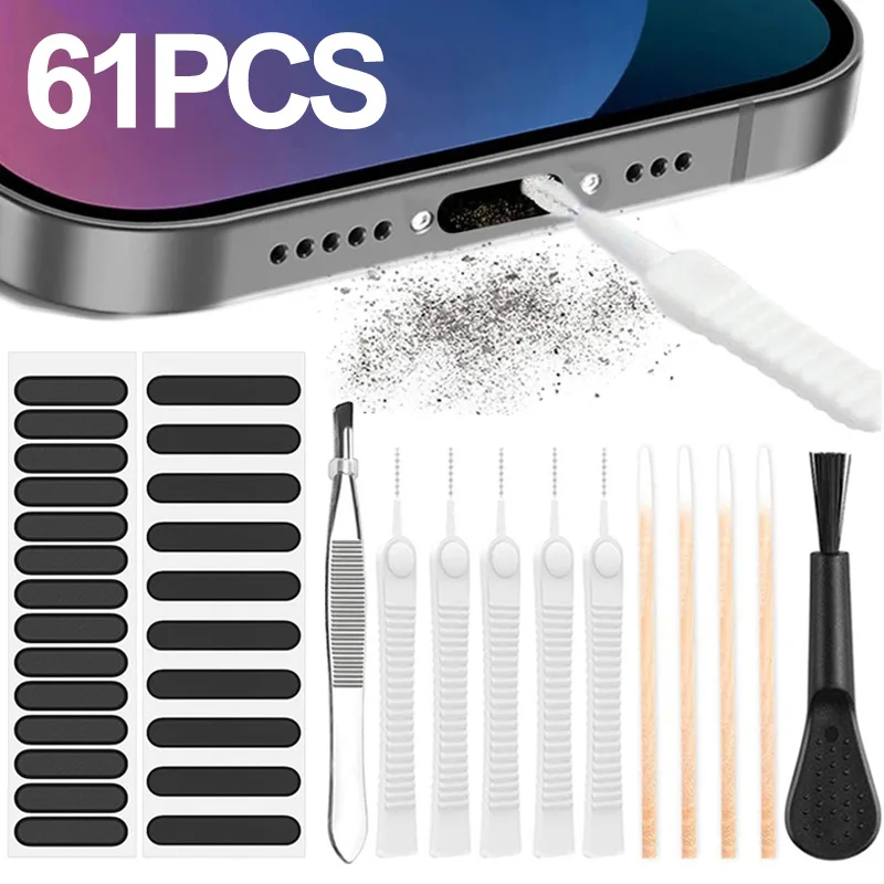 Kit de herramientas de eliminación de polvo para teléfonos móviles, cepillo  de limpieza Universal a prueba de polvo para iPhone, Samsung y Xiaomi, 61  unidades - AliExpress