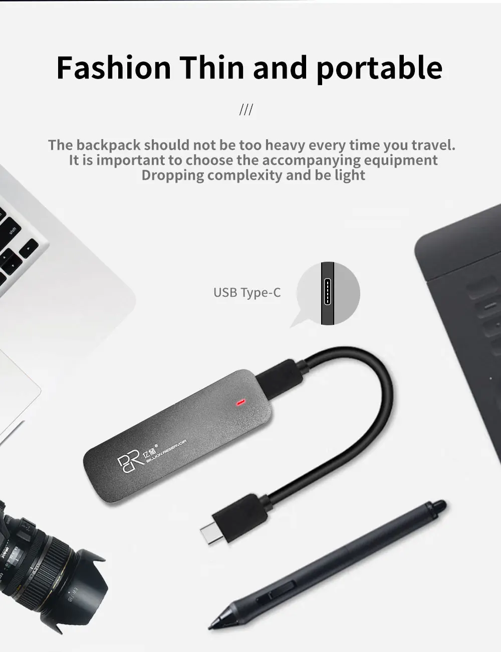 BR Portable External SSD 256GB 512GB 1TB 2TB Solid State External Drive USB 3.1 Type-C For PC Notebook Mobile-phone