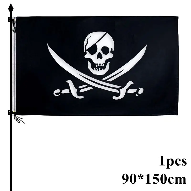 90*150cm Piraten Banner Piraten Thema Geburtstag Party Dekorationen Piraten Schiff Schädel Wimpel Flaggen für Halloween Party decor Cosplay – Detail 20