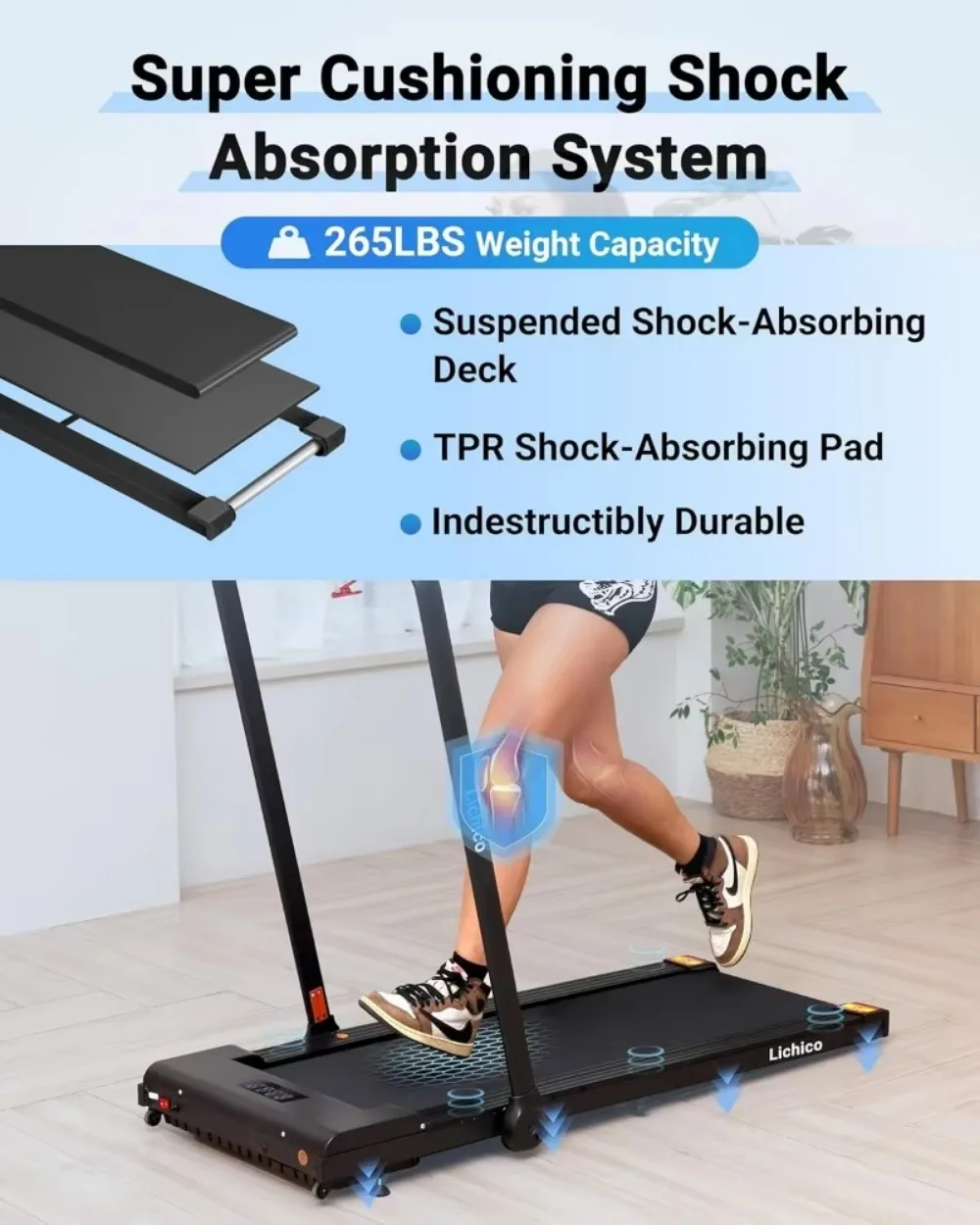 Under Desk Treadmill 2 in 1 Portable Folding Treadmill 2.5-3.0HP Brushless Motorized Electric Walking Larger Running Area