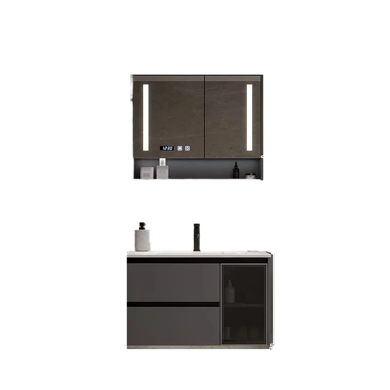 Style Luxury Rock Plate Bathroom Cabinets Wall-mounted Design Vanity Smart Mirror Cabinets Furniture Muebles Ba&ntilde;o FYBC