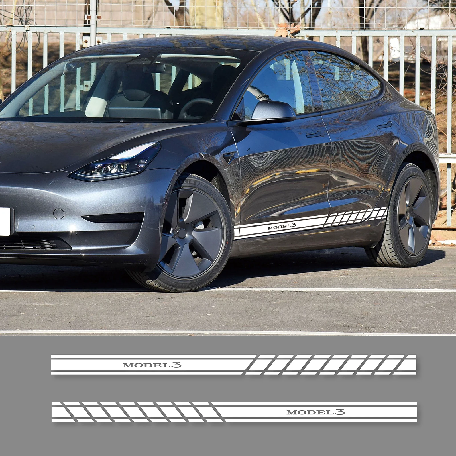 

2PCS Car Door Side Skirt Stripes Stickers Apply for Tesla Model 3 S X Y P100D Decor Auto Styling Vinyl Film Decals Accessories