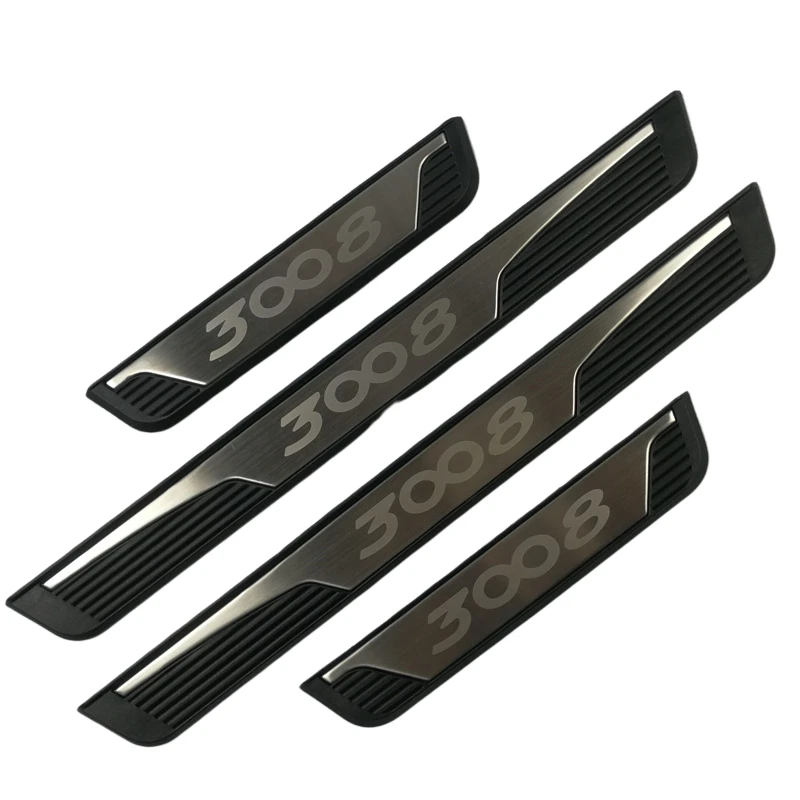 

car assecories For Peugeot 3008 2008 4008 5008 Door Sill Pedal Scuff Plate Stainless Steel Guard Protector Car Sticker