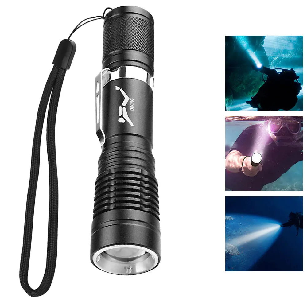 Description Picture 3 of itemMini Portable P20 Diving Flashlight Waterproof Underwater 5W LED Diving Lamp Ultra Bright 3 Light Modes Tactical Torch