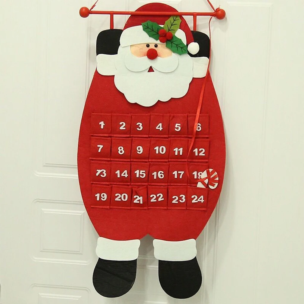 

Felt Advent Calendar Christmas Hanging Pendant Count Down Ornaments DIY Calendary Storage Decoration for Navidad Elk Decoration