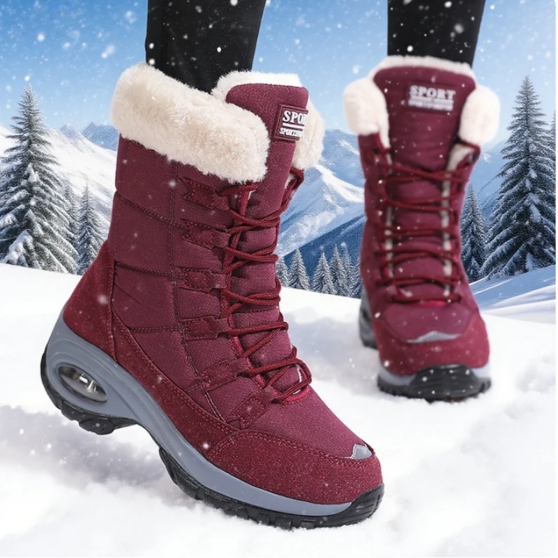 Women's Luxury Snow Boots Anti-Slip Rubber Sole Classic Snow Winter Warm Shoes Handmade Platform High Quality Warm Snow Boots