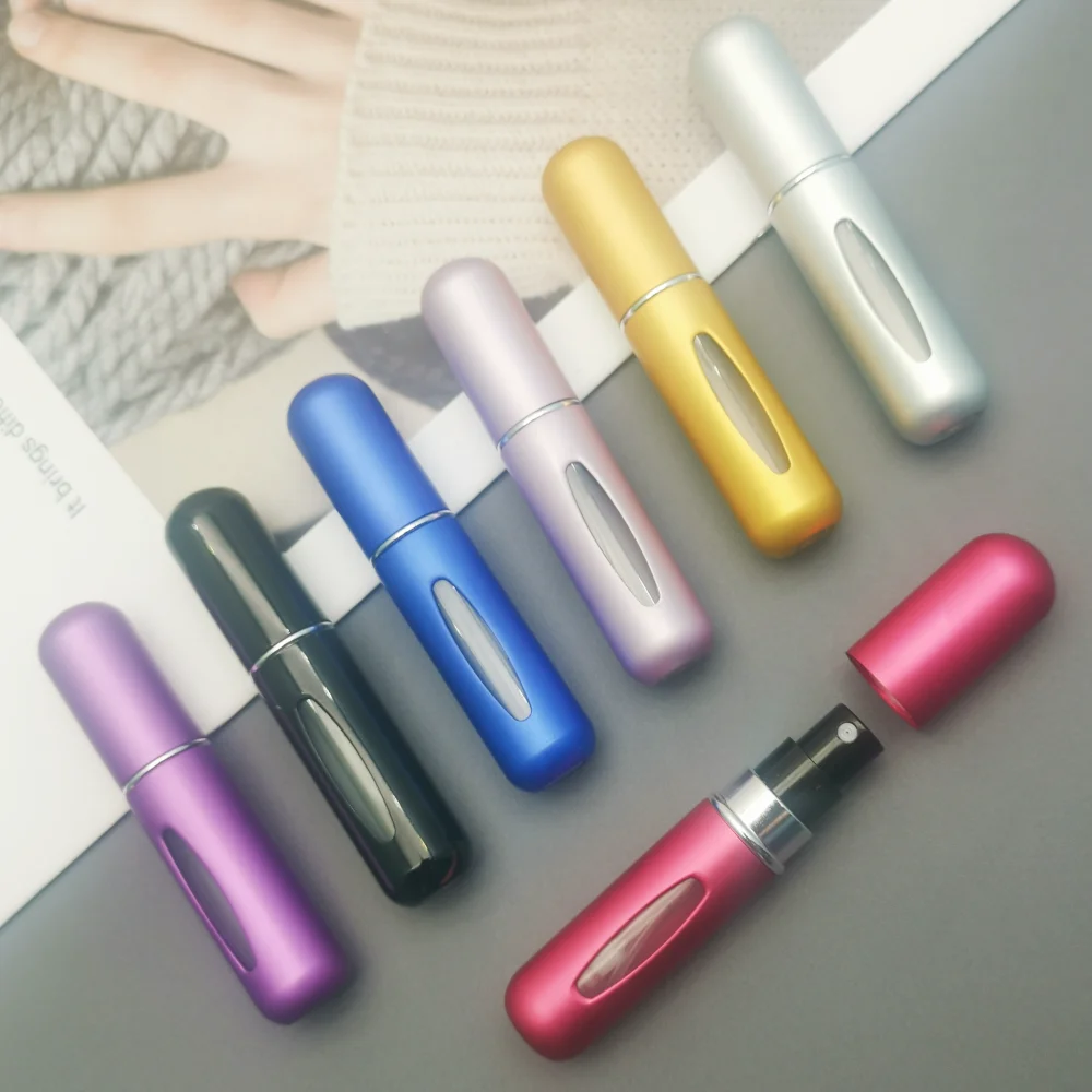 Tragbares Mini-Parfüm-Set – 4 Nachfüllbare Zerstäuber à 5 Ml, Aluminium-Gehäuse, Für Reisen & Handtasche