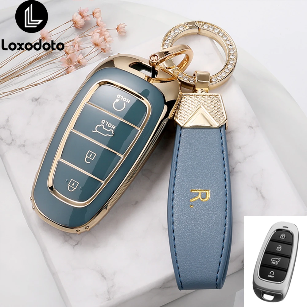 Kwmobile Key Cover Compatible With Hyundai 7-Button Ioniq 5 Tucson NX4 Santafe - Car Key Fob Case Protector - Black/Gold - View #5