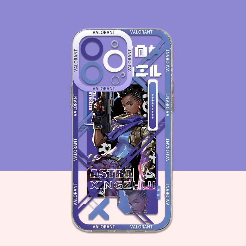 thumbnail image 1 of Funda de teléfono con diseño de personajes del juego Valorants para Samsung S24 S23 S22 S21 S20 S10 FE Note20 10 Plus Ultra Lite 5G, funda de TPU suave transparente, 1 of 5