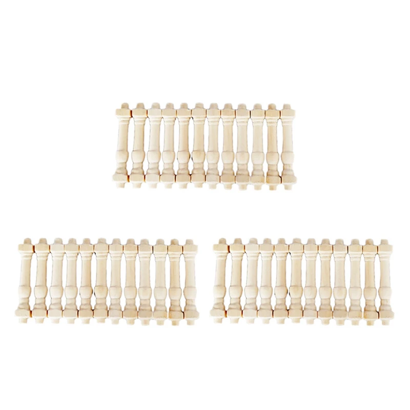 

2023 Hot-36Pcs DIY Spindles Balusters Wooden Dollhouse Miniature 1/12 Scale Stair Railing Decoration Toys