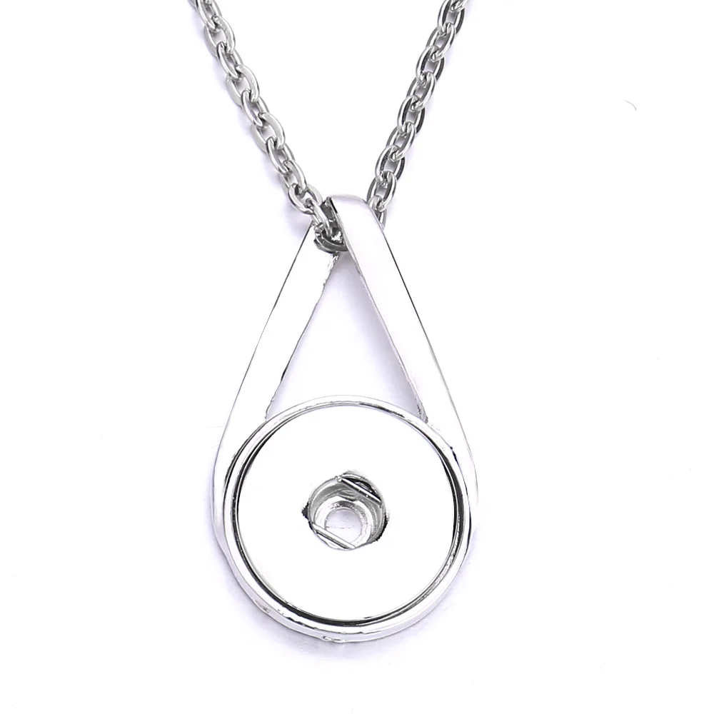 12pcs Metal Water Drop Snap Button Necklace Fit 18MM Snap Buttons Jewelry Pendant Necklaces