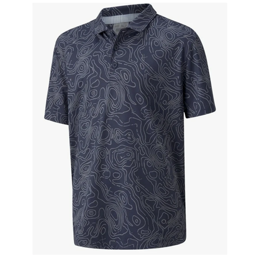 Summer Printed Golf T-shirts Men Casual Fashion Business Buttons Shirts Short Sleeve Breathable Lapel Polo Shirt Clothing