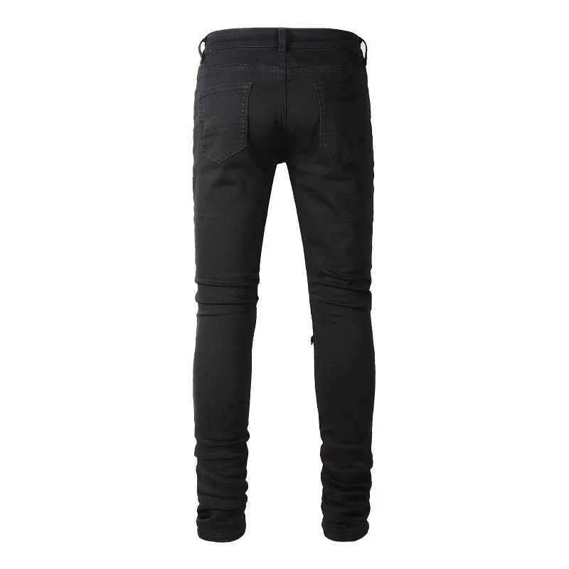 European and American Fashion Jeans 8520 High Street Fashion Brand Street Torn Patch Jeans Slim Stretch Jeans for Men 3