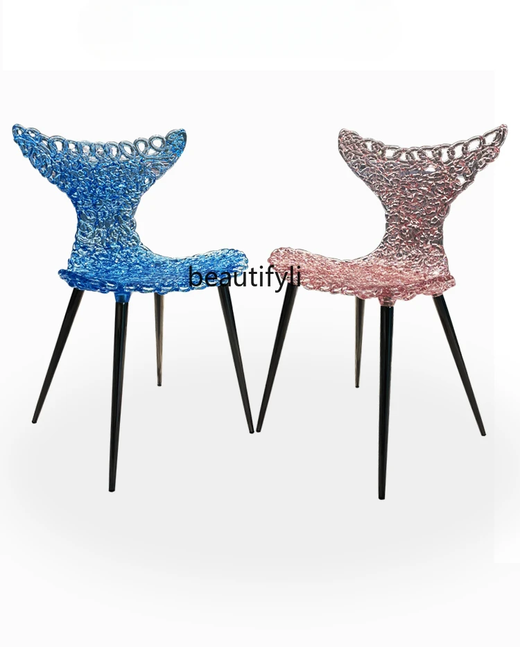 

Epoxy Resin Artistic Chair Stool Home Chair Minimalist Dining Chair Model Room Furniture Designer furniture