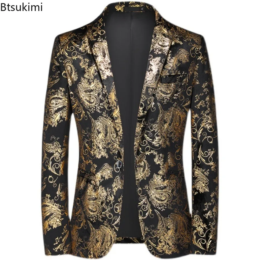 2024 High Quality Men's Business Casual Suits Luxury Jacquard Men Party Wedding Formal Blazer Jacket Fashion Men Slim Dress Suit