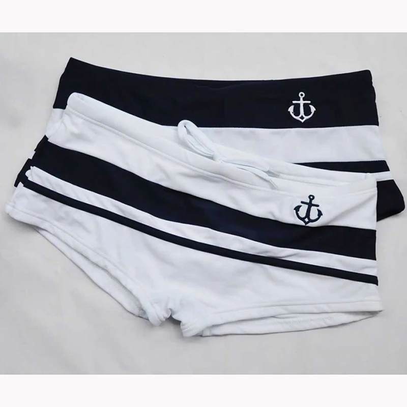 Swimwear Men Sexy Swimming Trunks Men's Boxer Waist Mosaic Swim Stripe Beach Board Shorts Suit Man Bikini Swimsuit Beachwear