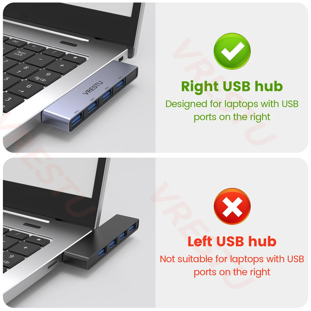 USB to 4 USB 2.0 3.0 5G HUB Multi Port OTG Expansion 4 in 1 Right Side USB Dock Station for PC Laptop Notebook Computer PC Data 3