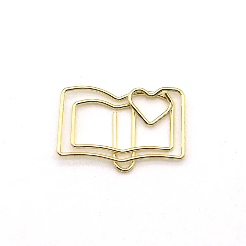 20pcs 책 모양의 금속 종이 클립 학생 시험 용지 클램프 철 클립 사무용품 용품