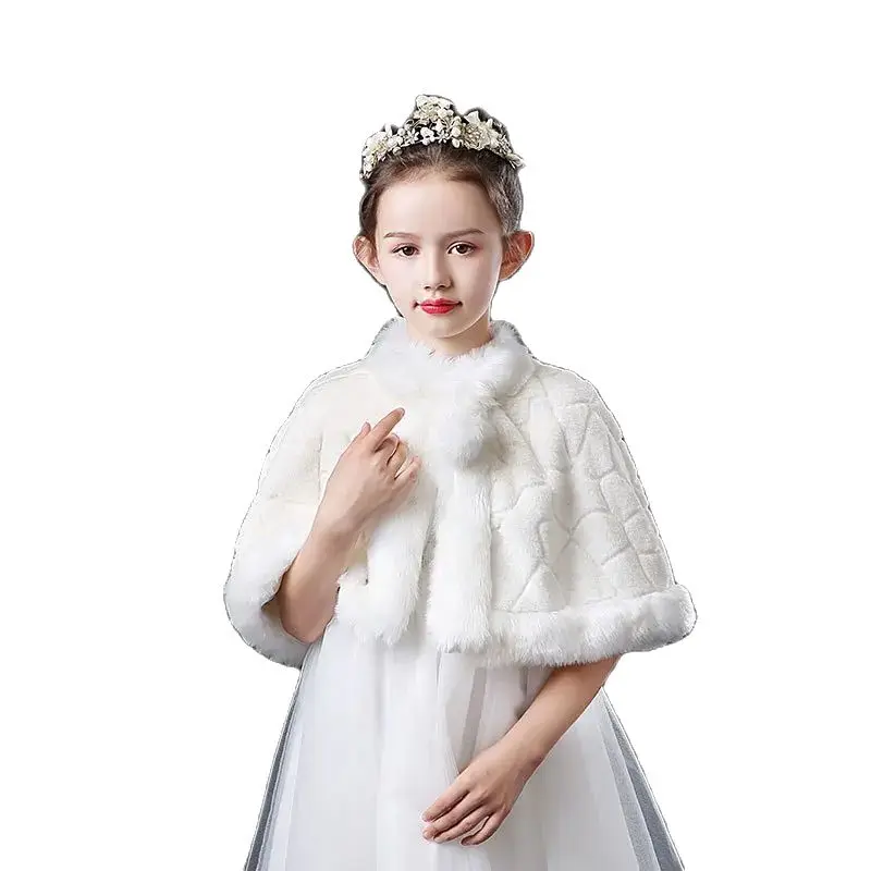 

Baby Girls Wedding Faux Fur Bolero Flower Girls Winter Short Coat Girls Party Warm Cloak Cape Kids Birthday Dress Cover Shawls
