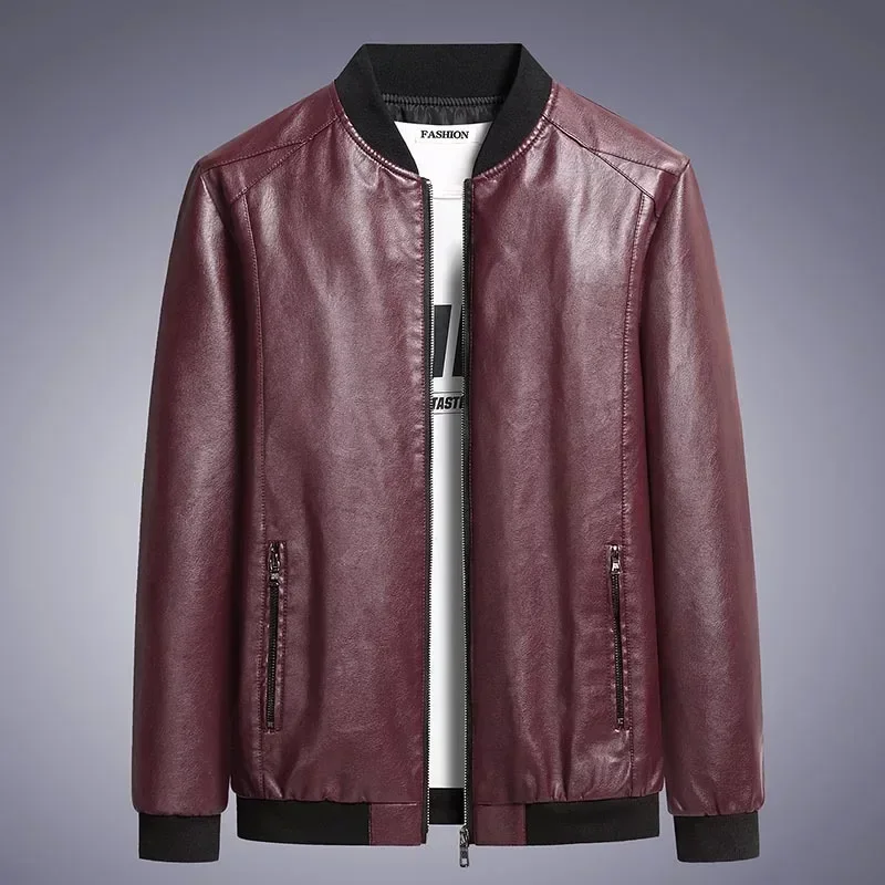 Autumn Men Leather Coat Korean Fashion Leather Sheepskin Men Jacket Trend Casual Fit Slim Baseball Clothes leather jackets