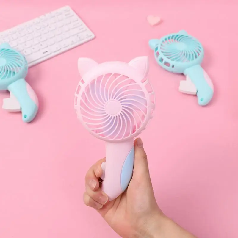 Manual Press Small Fan Cute Cat Design Personal Portable Fan Without Battery Cartoon Summer Air Cooler classroom fan