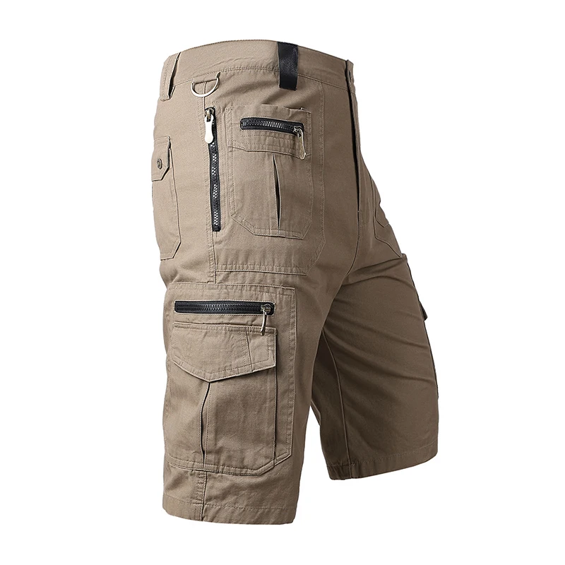 Knee ength Cargo Men Summer Casual Cotton Multi Pockets Breeches Cropped Short Trousers Military Camouflage Shorts_voghion.com