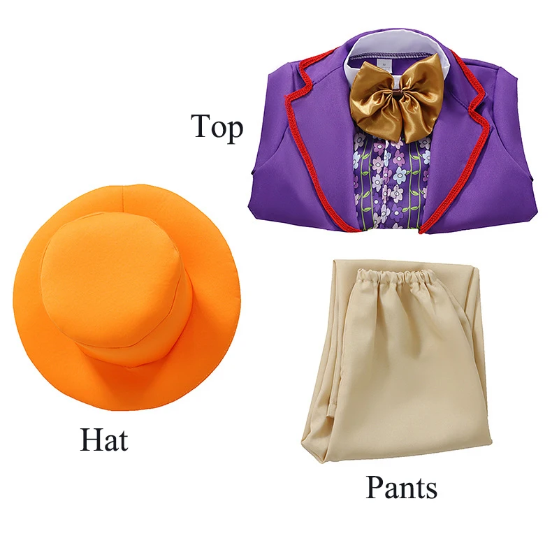 CGMGTSN Charlie Cosplay Costume for Kids Movie Charlie and The Chocolate Factory Child CosHalloween Clothing Set