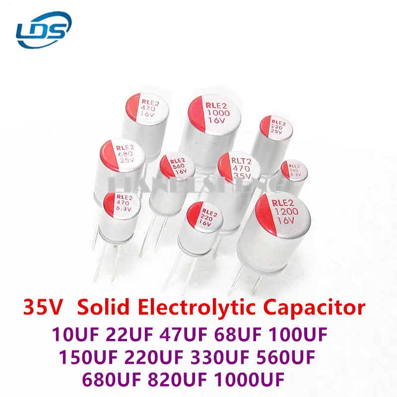 10PCS DIP Solid Electrolytic Capacitor 35V 10UF 22UF 47UF 68UF 100UF 150UF 220UF 330UF 560UF 680UF 820UF 1000UF