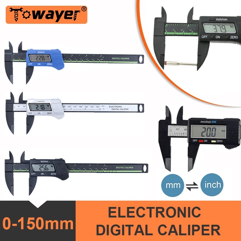 

Digital Caliper 6 inch LCD Electronic Vernier Caliper 0-150mm Gauge Pachometer Digital Micrometer Instrument Measuring Tools